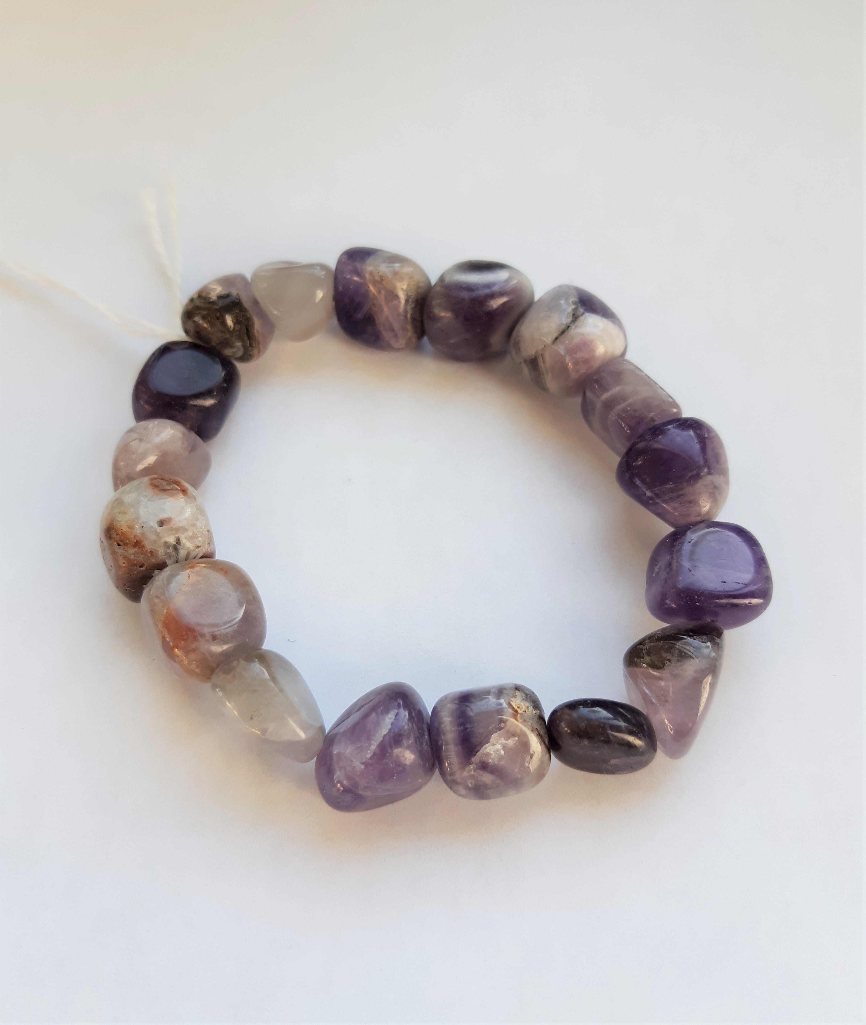 Enchanting Amethyst Tumbled Stone Bracelet - Natural Semi - Precious Jewelry