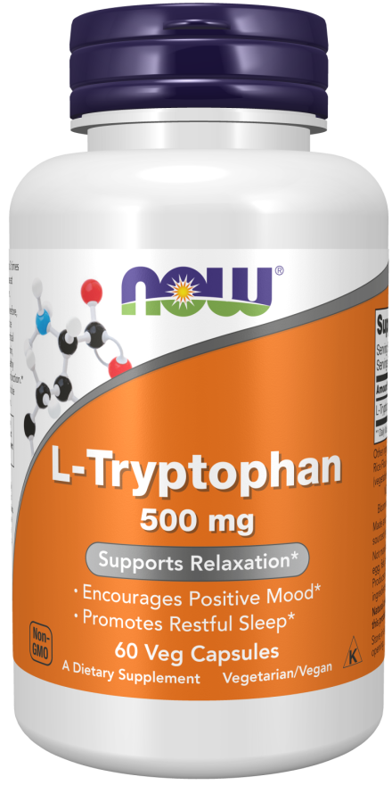 NOW Foods L-Tryptophan 500mg - 60 Vegetarian Capsules for Relaxation and Well-being