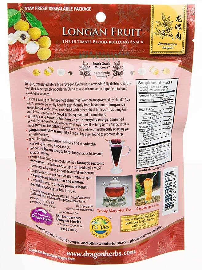 Dragon Herbs Premium 6 oz Dried Longan Fruit - Energize, Beautify, Relax!