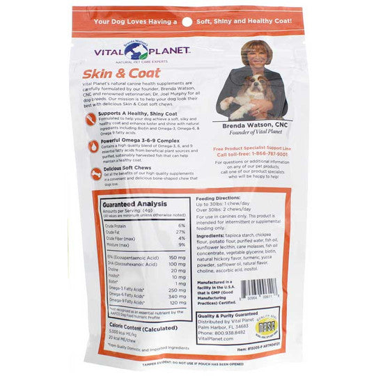 Vital Planet's Hickory Flavored Skin & Coat Soft Chews - 30 Pack