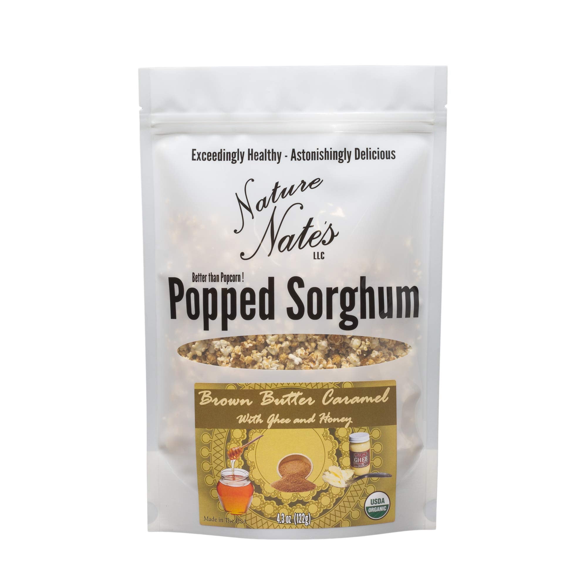Nature Nate's LLC - Delicious Organic Brown Butter Caramel Popped Sorghum (4.3 oz)