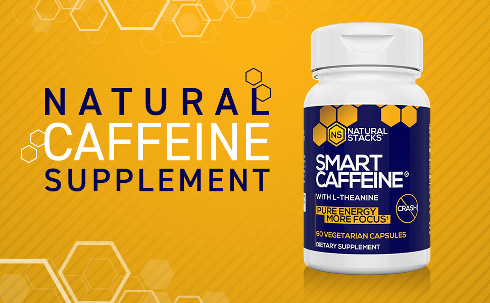 Smart Caffeine 60 Vegetarian Capsules - No Crash, Natural Energy Boost with L - Theanine by Natural Stacks