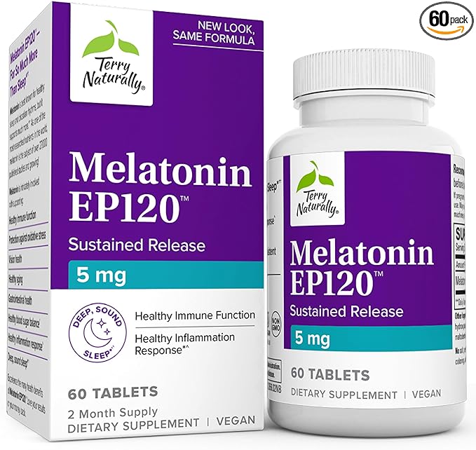 Terry Naturally Melatonin EP120 - 5mg Sustained Release 60 Tablets: Your Key to Better Sleep and Overall Health