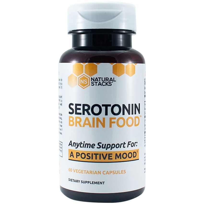 Serotonin Brain Food - 60 Vegetarian Capsules for a Positive Mood by Natural Stacks