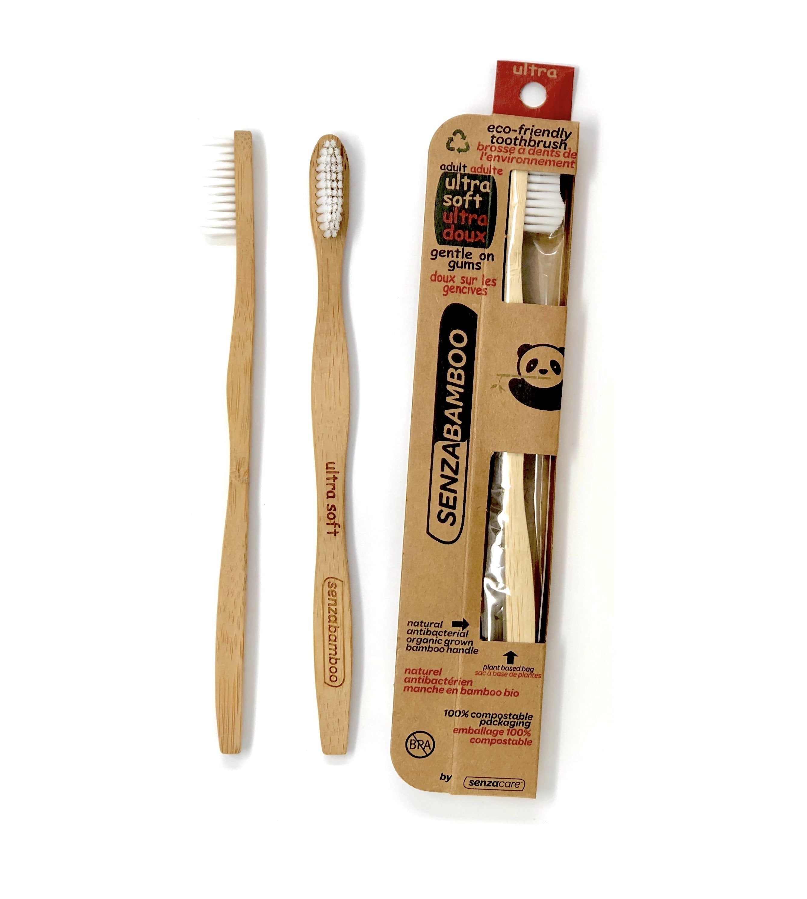 SenzaCare/SenzaBamboo Adult Soft Eco-Friendly Bamboo Toothbrush - A Green Choice for Your Smile