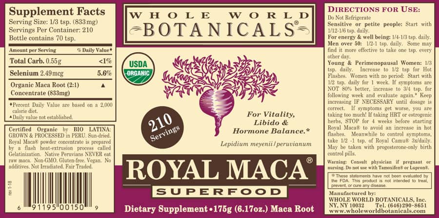Get Your Vitality with Royal Maca Powder! 175g/6.17oz Glass Jar - Wildcrafted, Certified Organic, Indigenous Owned - Whole World Botanicals