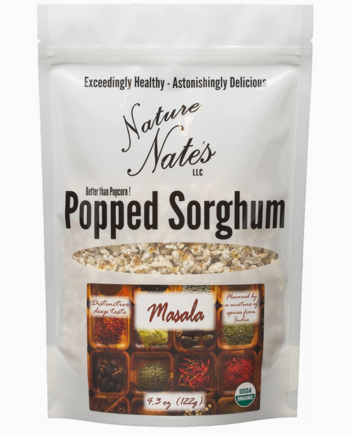 Nature Nate's LLC 4.3 oz Masala Curry Popped Sorghum - A Tastier Alternative to Popcorn!