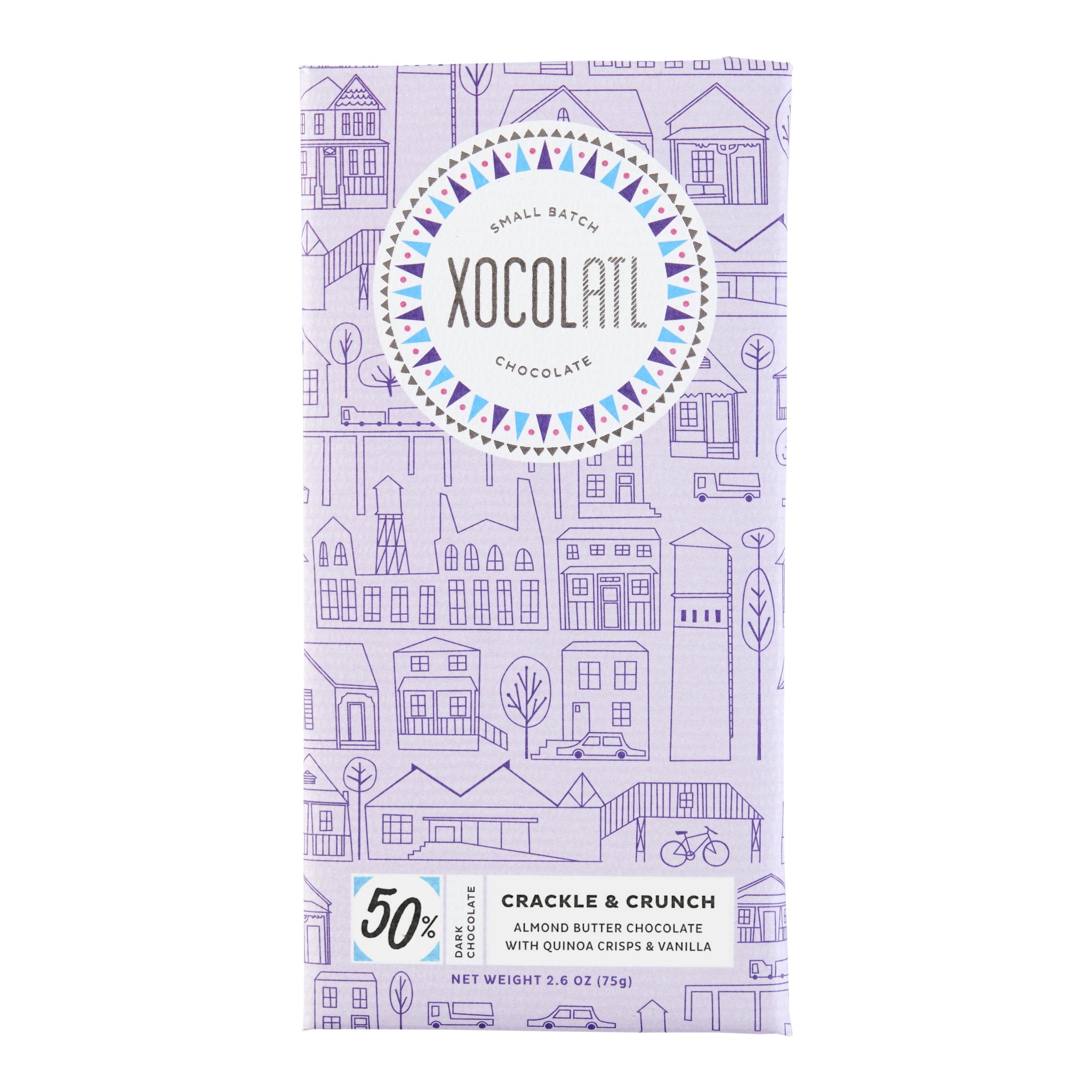Indulgent Crackle & Crunch 2.6 oz XOCOLATL Single Origin Chocolate Bar