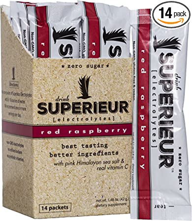 Red Raspberry Electrolyte: Box of 14 Single-Serving Packets - Premium Hydration with Pink Himalayan Salt & Real Vitamin C