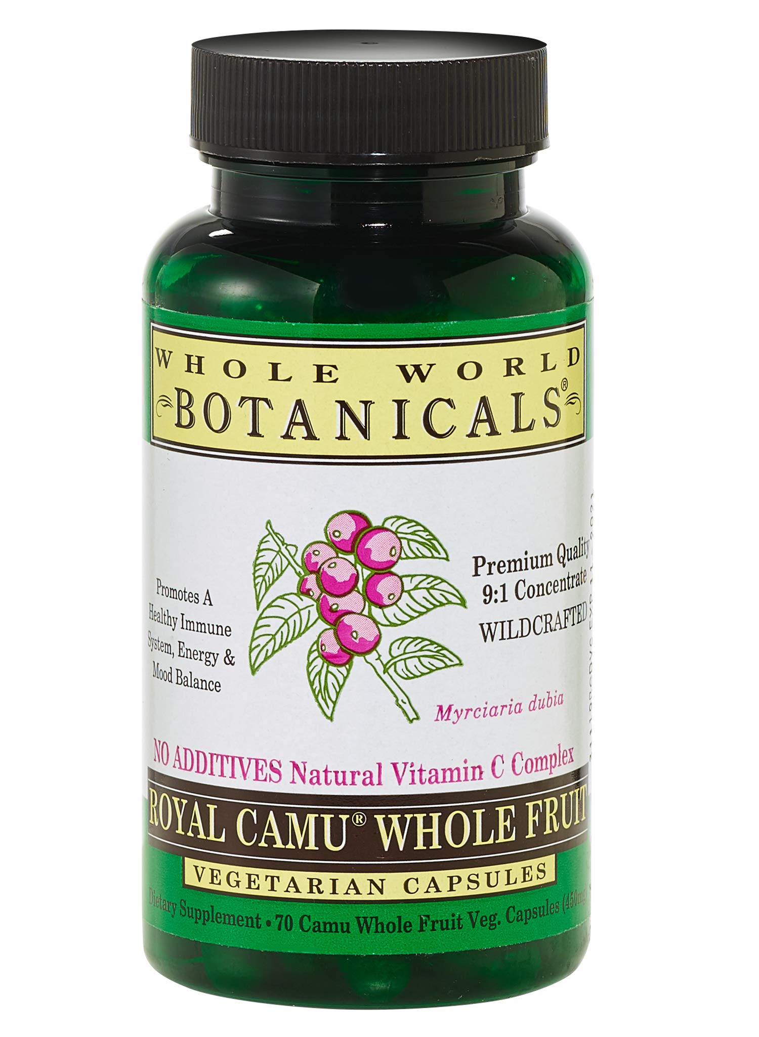 Premium Royal Camu Light 70 Vegetarian Capsules - 9:1 Concentrate by Whole World Botanicals