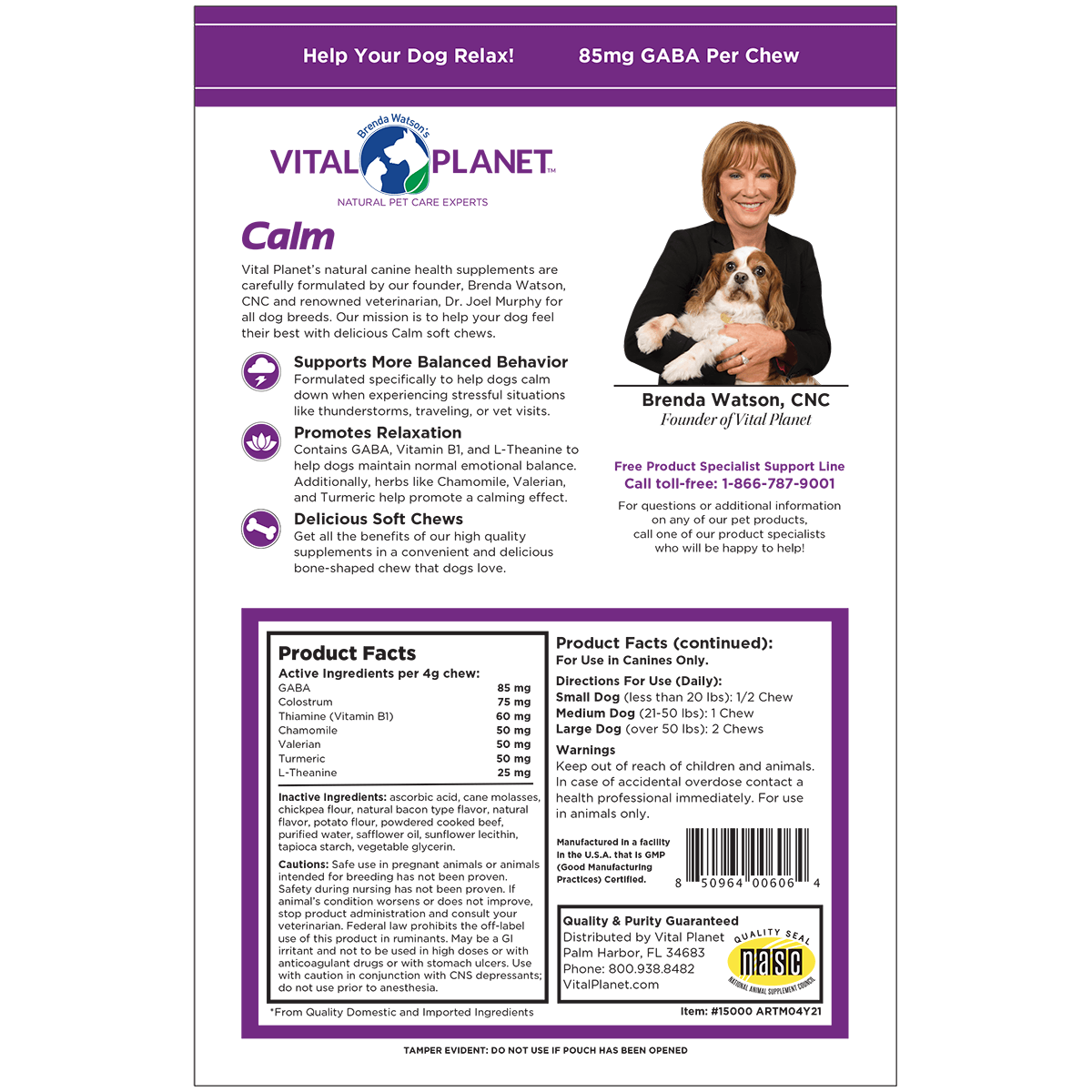 Vital Planet's Calming Bacon Chews for Dogs - 45 Chews