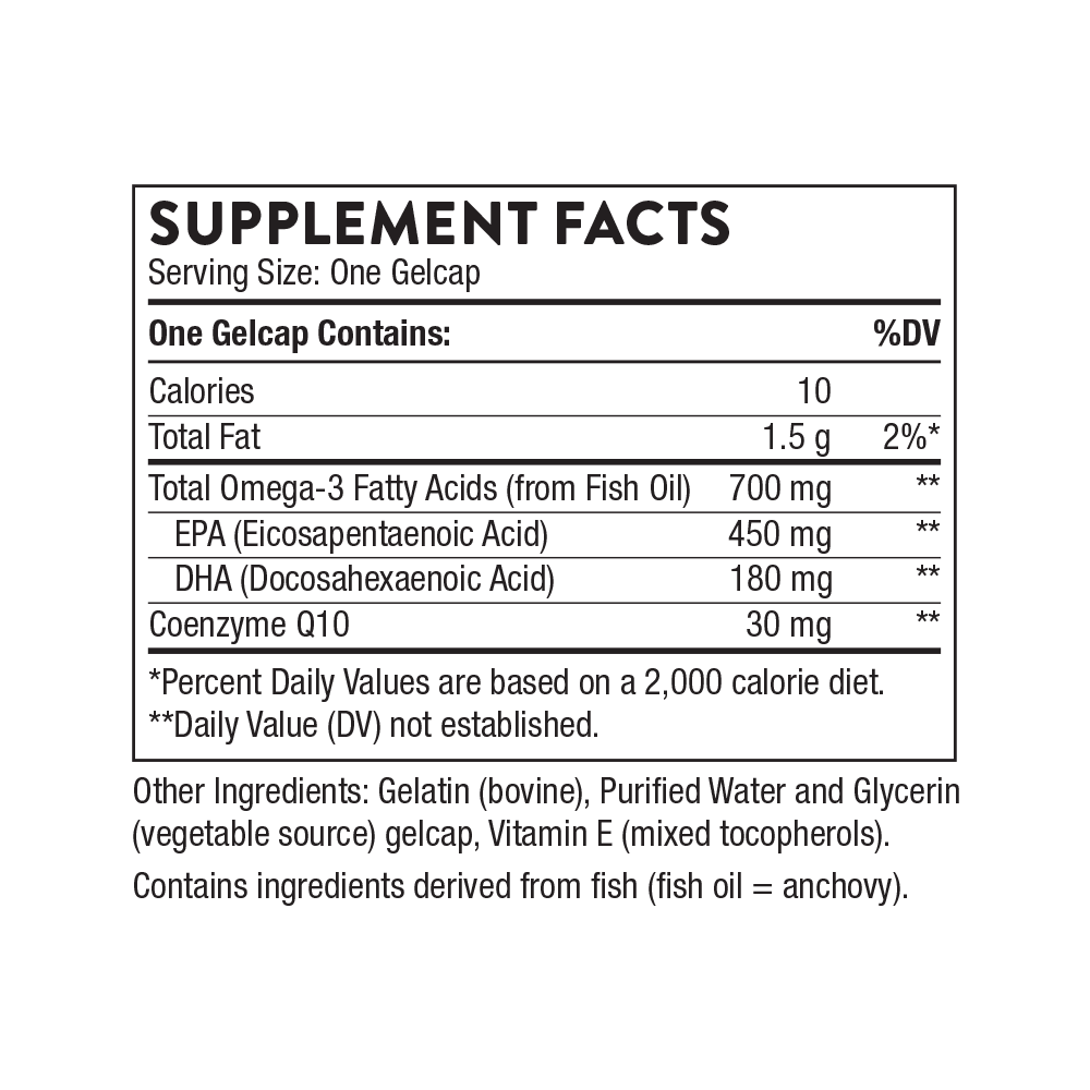 Thorne's Premium Omega-3 with CoQ10 Gelcaps - 90 Count