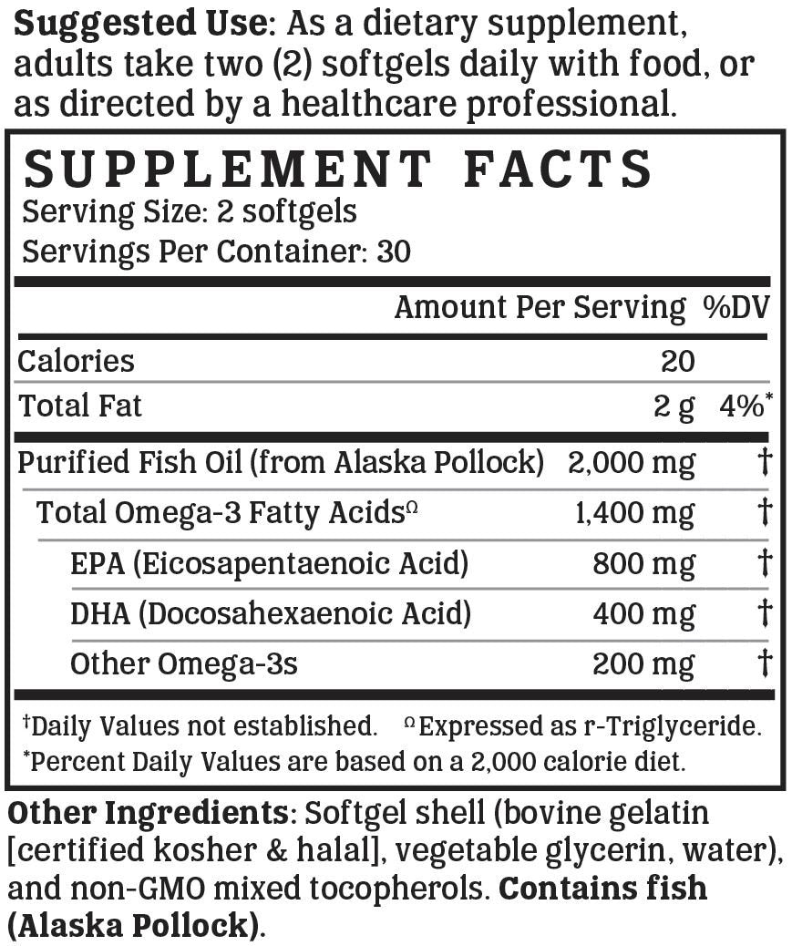 Nutrigold Double Strength Omega-3 Fish Oil - 60 Softgels