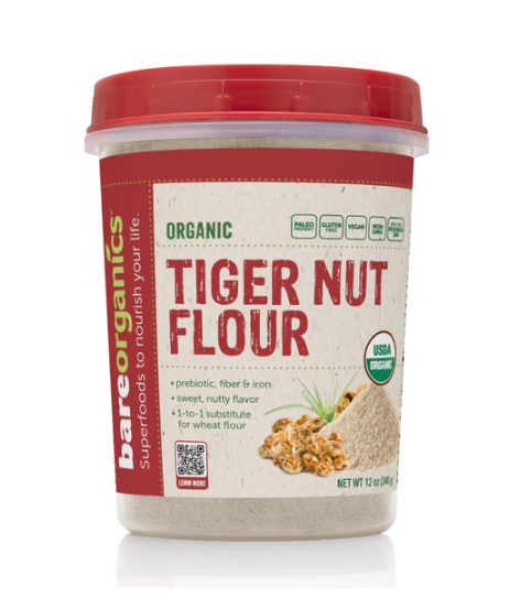 Bare Organics Tiger Nut Flour - 12oz in BPA-Free Reusable Jar! Packed with Prebiotics, Fiber & Iron