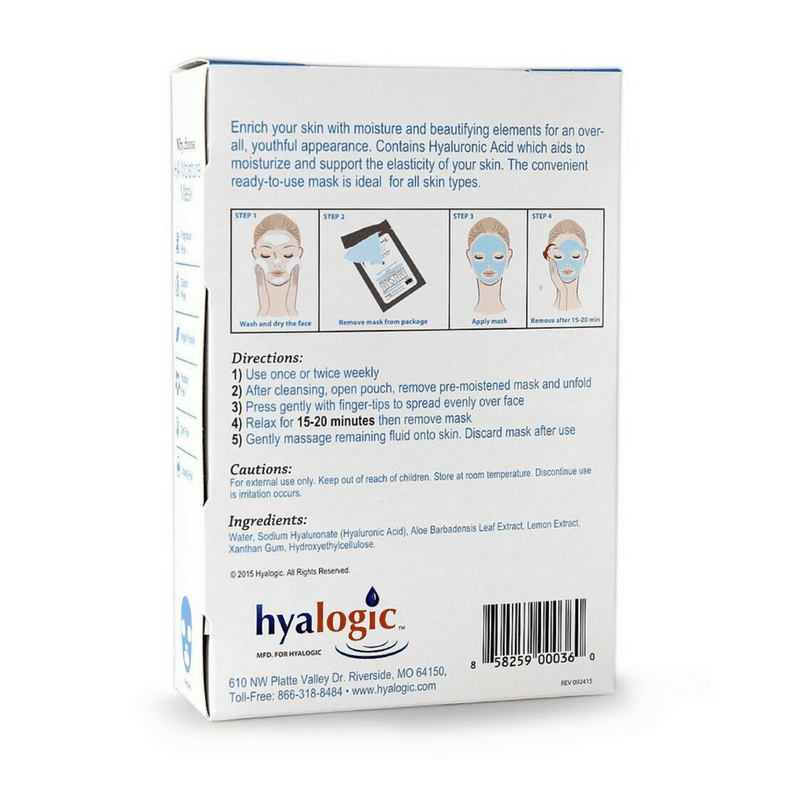 HYALOGIC HA Moisture Mask Bundle - 4 Premium Masks with Hyaluronic Acid & Aloe
