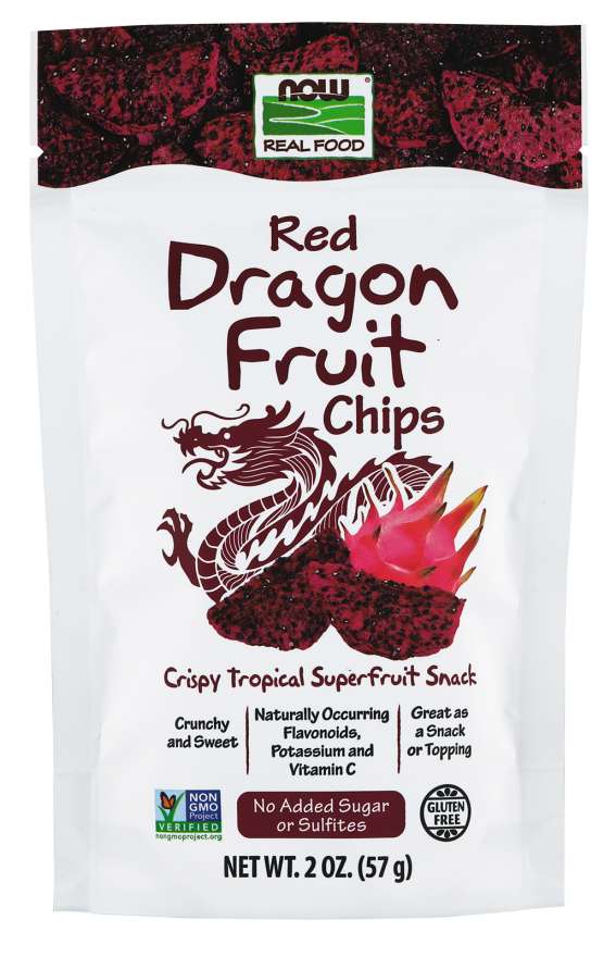 Now Real Foods 2 oz Dried Red Dragon Fruit Chips - Irresistible Tropical Treat!
