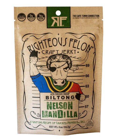 Righteous Felon's Nelson Mandela Biltong 2oz - Air - Dried Beef with Cracked Pepper & Dill