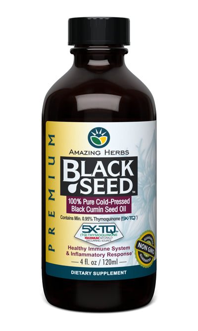 Amazing Herbs 4oz Black Seed Oil - Minimum 1.2% Thymoquinone (TQ)