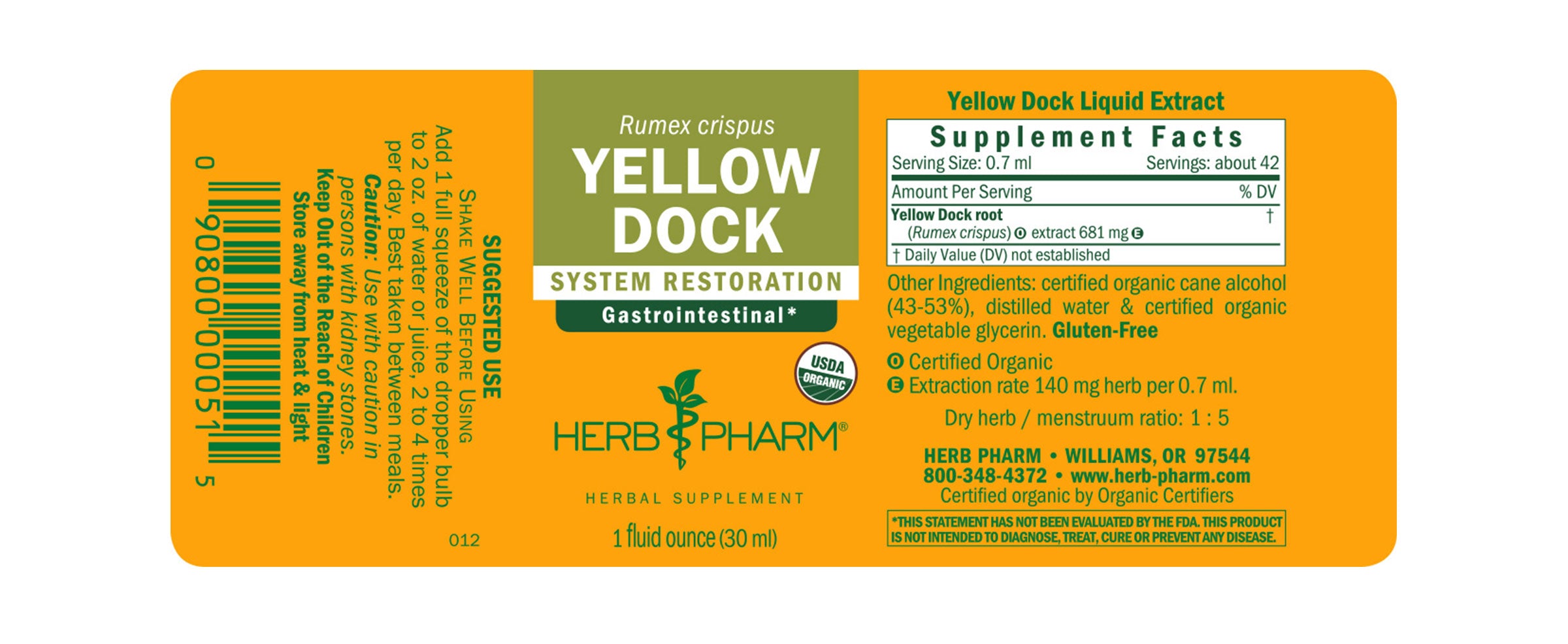Herb Pharm's Potent 1oz Yellow Dock Herbal Extract