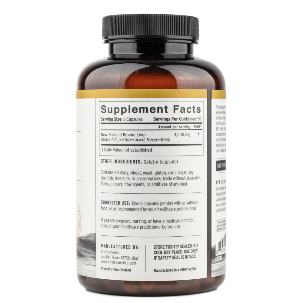 Enviromedica Pastured Beef Liver Capsules - 180 Count