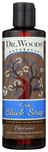 Dr. Woods 8 oz Peppermint Raw Black Soap - Revitalize Your Skin!