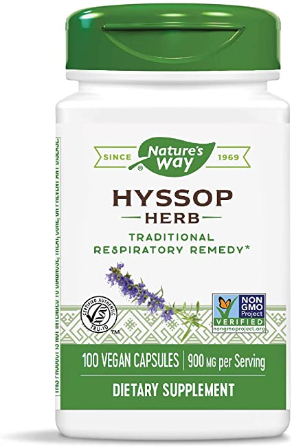 Nature's Way Hyssop Herb - 100 Vegan Capsules: Your Respiratory Wellness Solution!