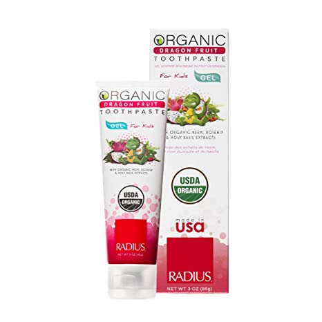 Irresistible Organic Toothpaste Gel for Kids - 3 oz Dragon Fruit Flavor by Radius