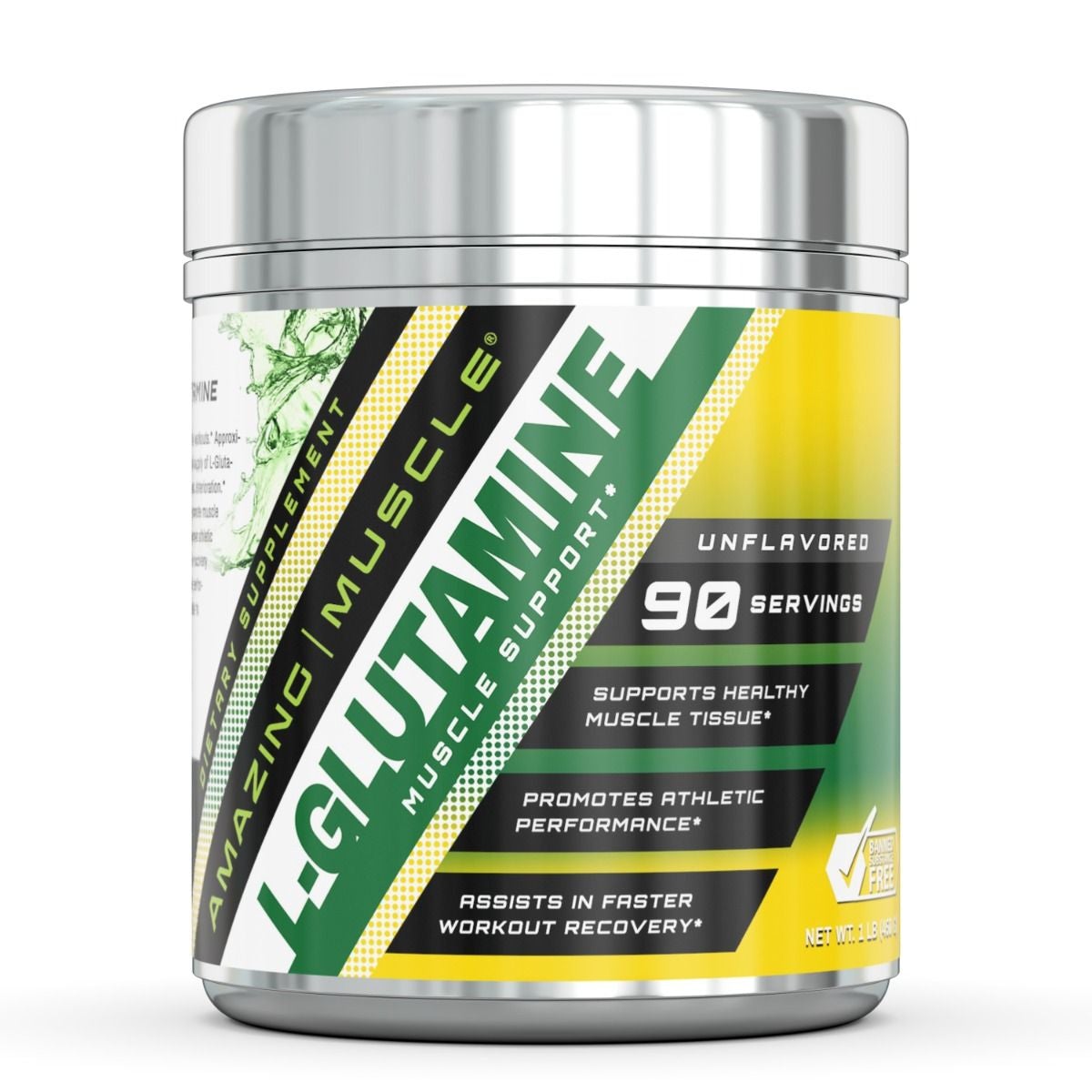 Amazing Muscle Unflavored 16 oz L-Glutamine Powder - Build Your Muscles Now!