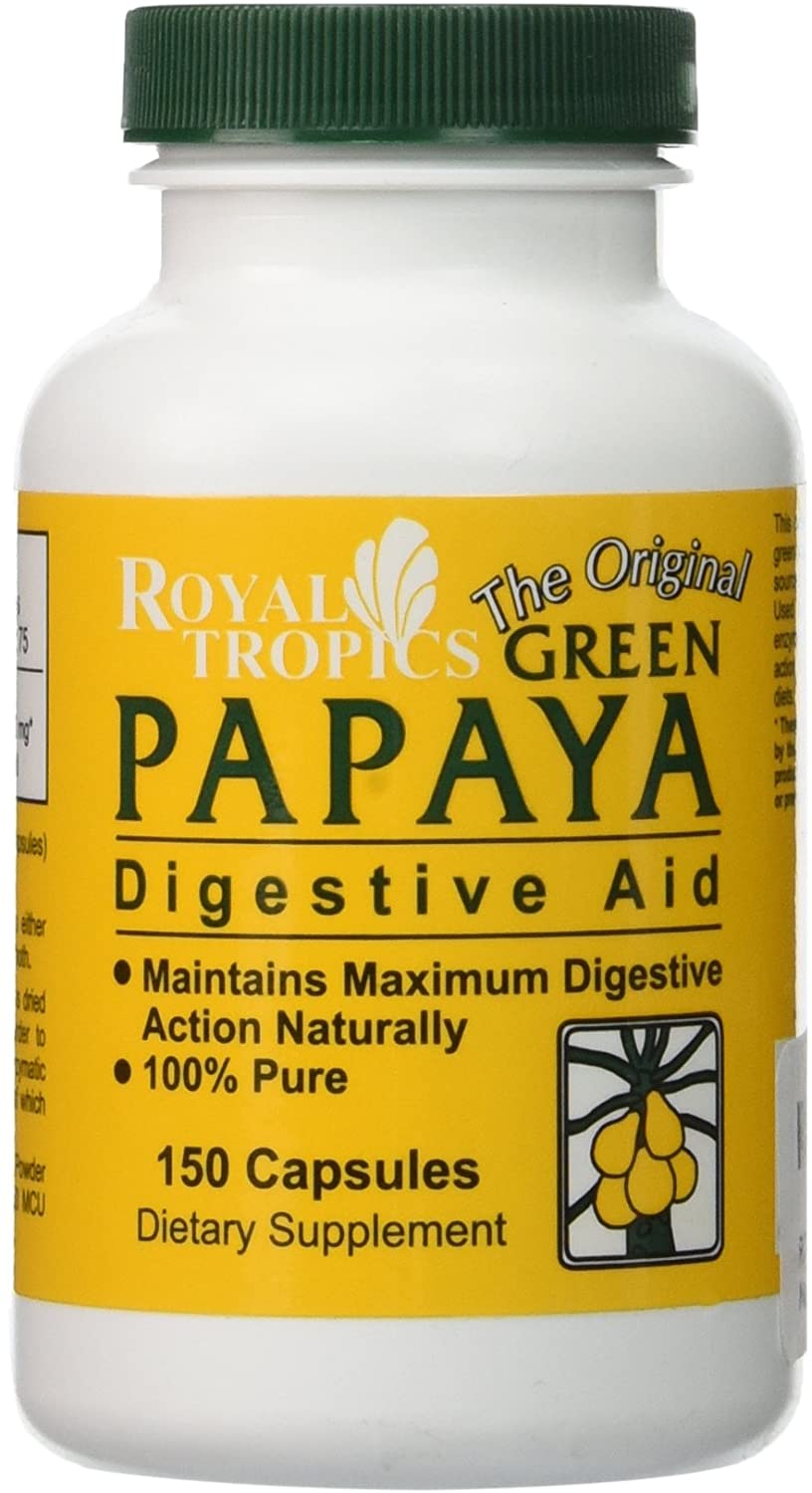 Royal Tropics' Green Papaya Digestive Aid - 150 Capsules for Optimal Digestion