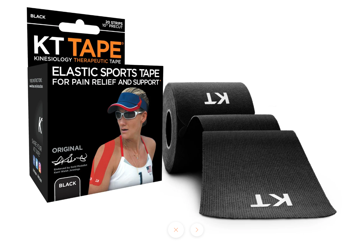 KT Tape Black Precut Kinesiology Therapeutic Tape - 20 Strips of Cotton Performance Fabric