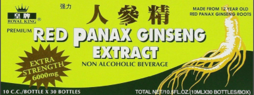 Royal King Premium Red Panax Ginseng Extract - 6000 Mg in Water (10 x 10 Cc)