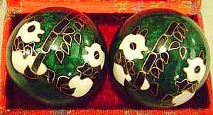 Panda Green Chinese Wellness Exercise Balls - 45mm Diameter