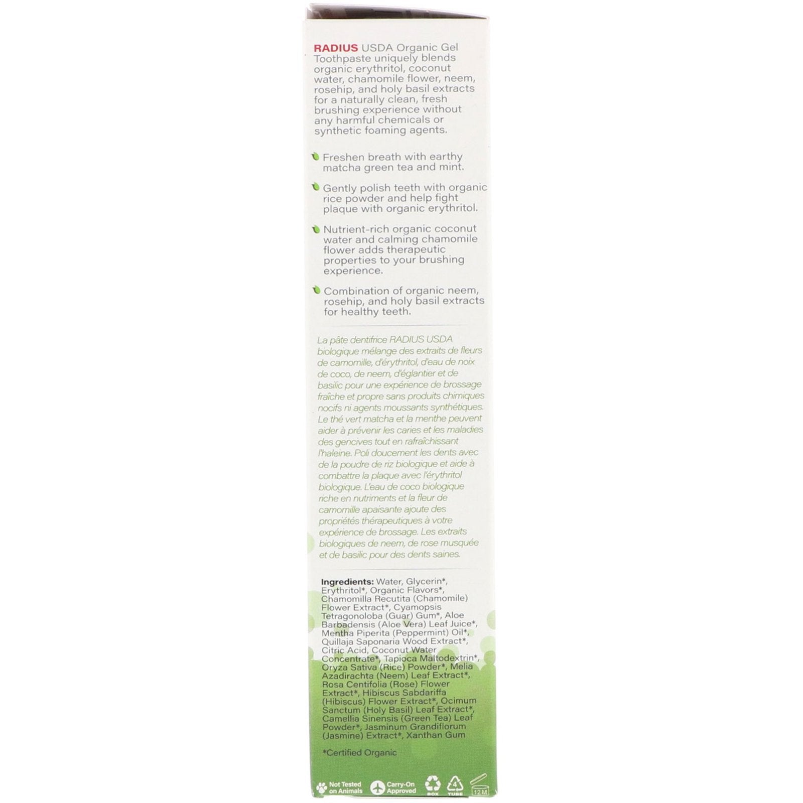 Radius Organic Matcha Mint Toothpaste Gel - 3 oz