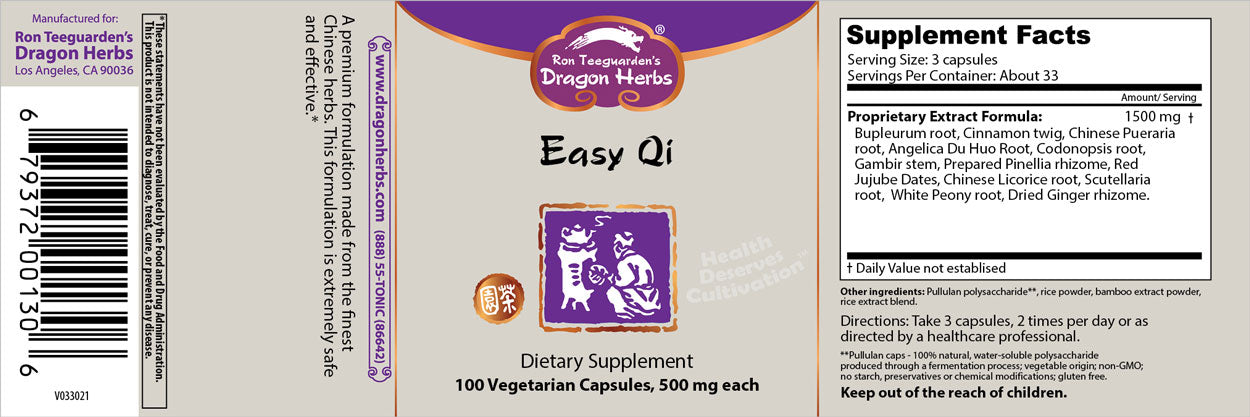 Dragon Herbs Easy Qi 100 Vegetarian Capsules - Unlock Your Body's Qi Flow!