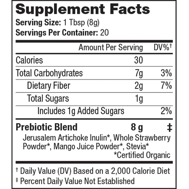 Sunfood Super Prebiotics 5.6 oz Organic Whole Food Dietary Fiber Powder