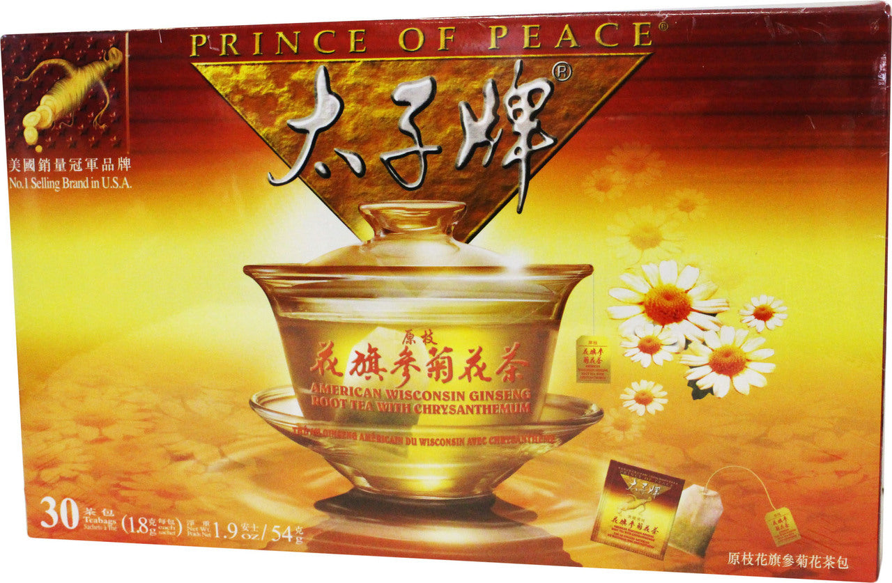 Indulge in Prince of Peace American Wisconsin Ginseng Root with Chrysanthemum Tea - 30 Bags!