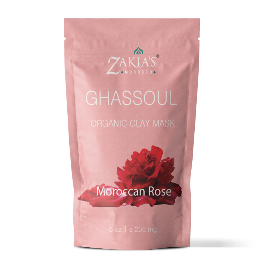 Zakia's Morocco 8oz Moroccan Ghassoul (Rhassoul) Clay Mask with Rose - A Natural Beauty Secret
