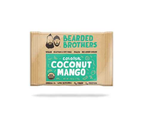 Bearded Brothers' Colossal 2oz Coconut Mango Energy Bar - A Tropical Treat!