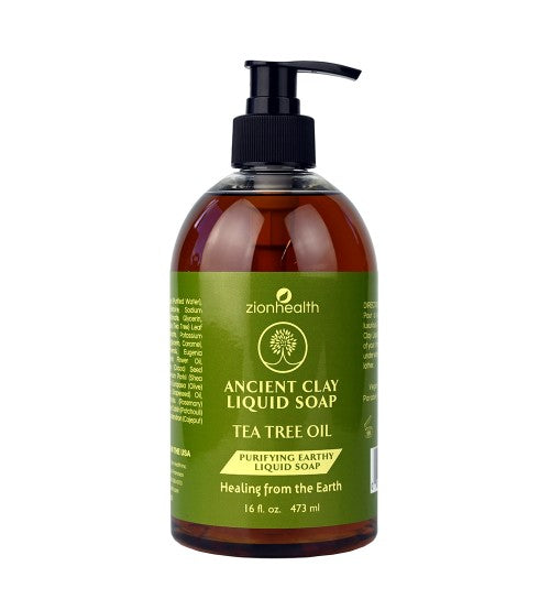 Zion Health's Exquisite 16 oz Ancient Clay Liquid Soap with Tea Tree Magic