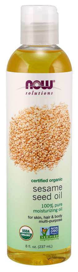 NOW Real Foods 8 oz 100% Pure Organic Sesame Seed Oil - Nourish Your Skin and Hair!