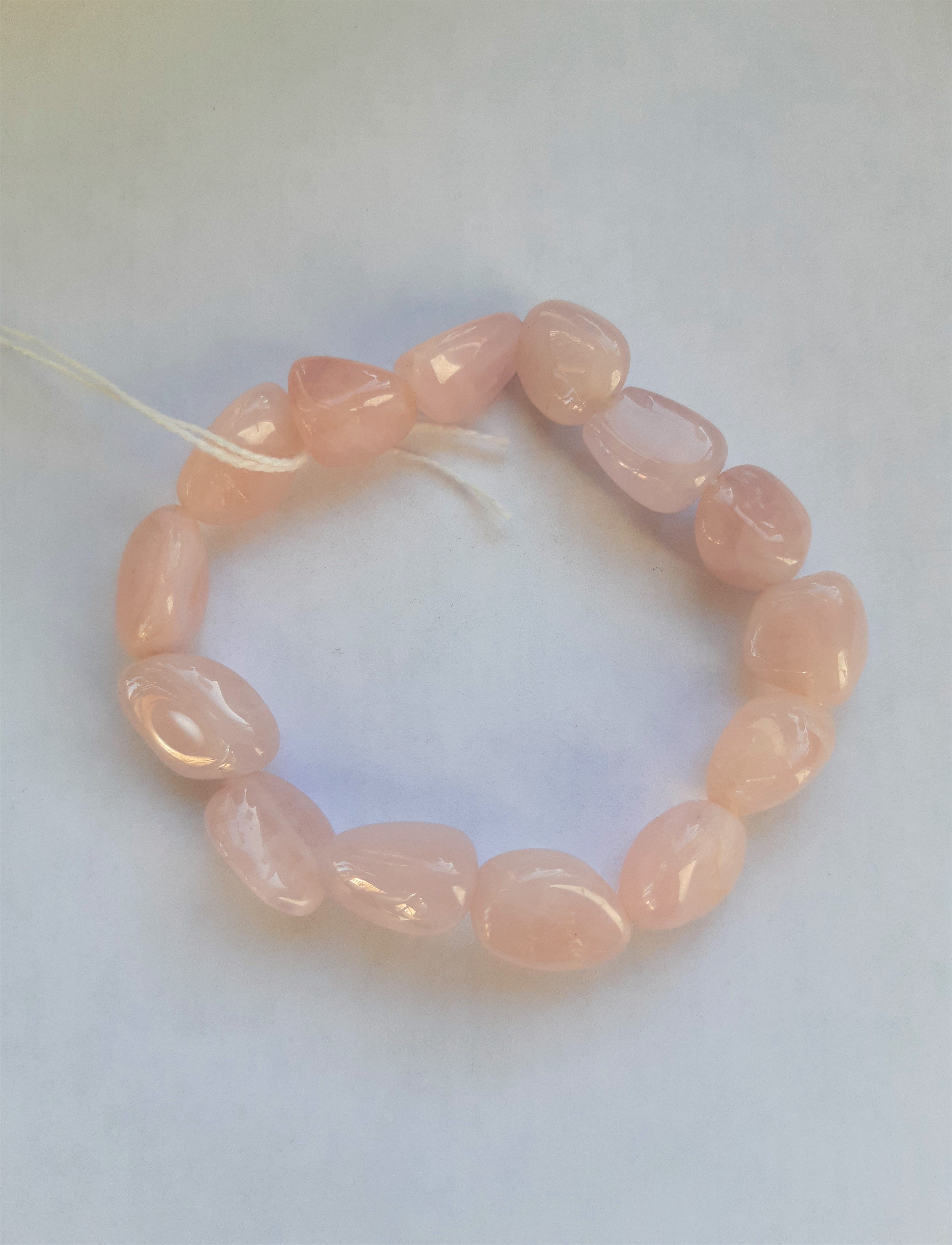 Enchanting Rose Quartz Tumbled Stone Bracelet - Natural Semiprecious Jewelry