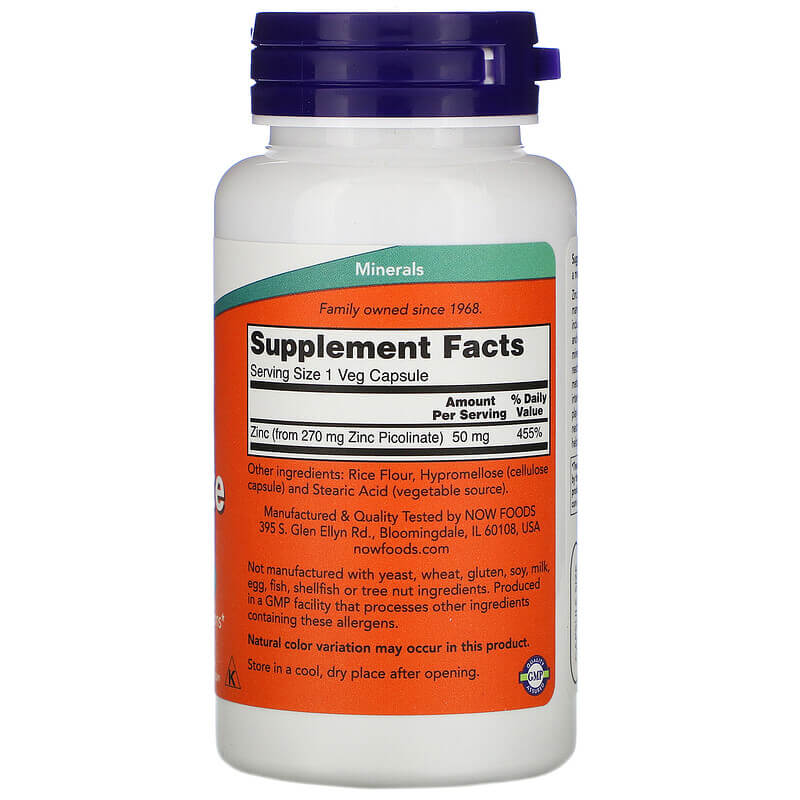 Now Real Foods Zinc Picolinate - 50 mg in 60 Vegetarian Capsules: Your Key to Optimal Health!