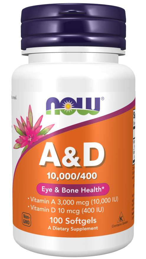 NOW Foods Vitamin A & D Softgels - 10,000 IU/400 IU, 100-Count