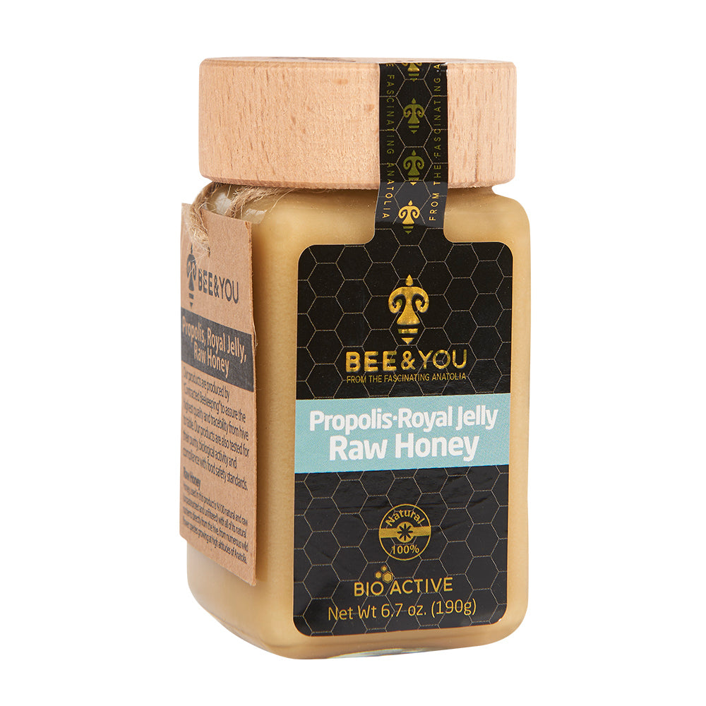 Bee & You Propolis, Royal Jelly Raw Honey - 6.7 oz Jar of Nature's Elixir