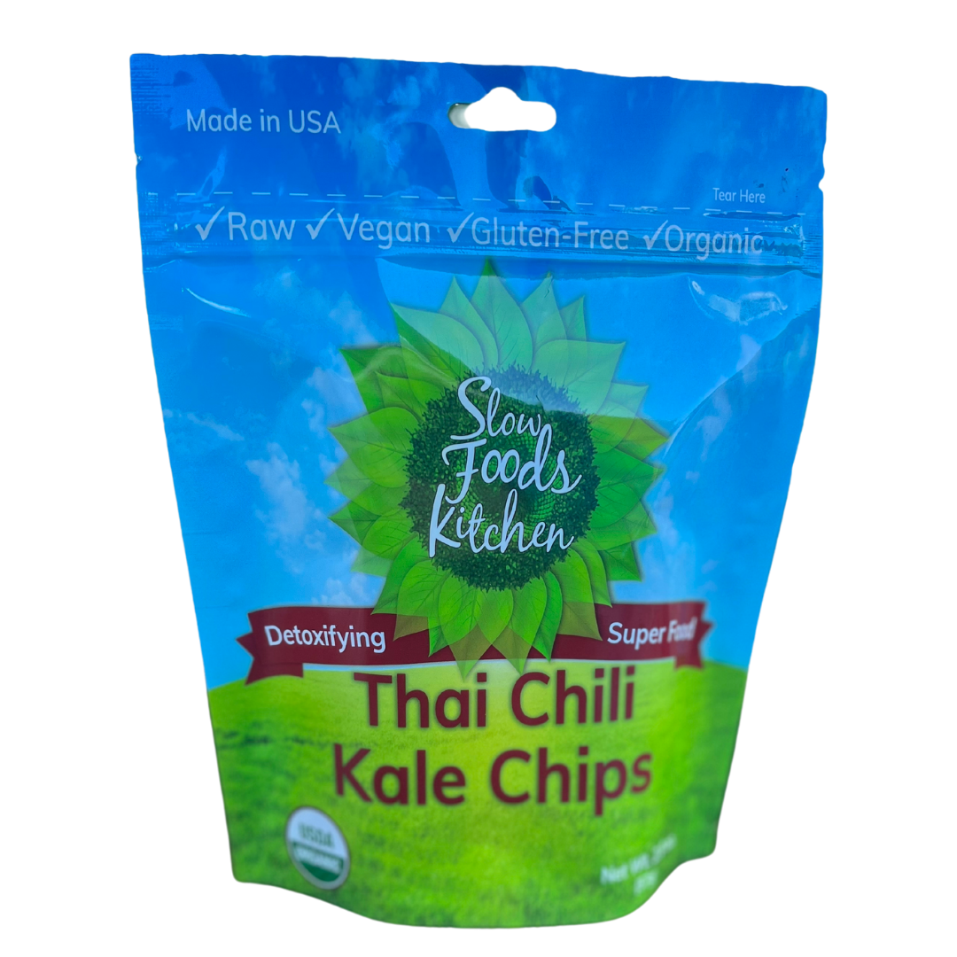 Irresistible 2 oz Thai Chili Kale Chips by Slow Foods Kitchen