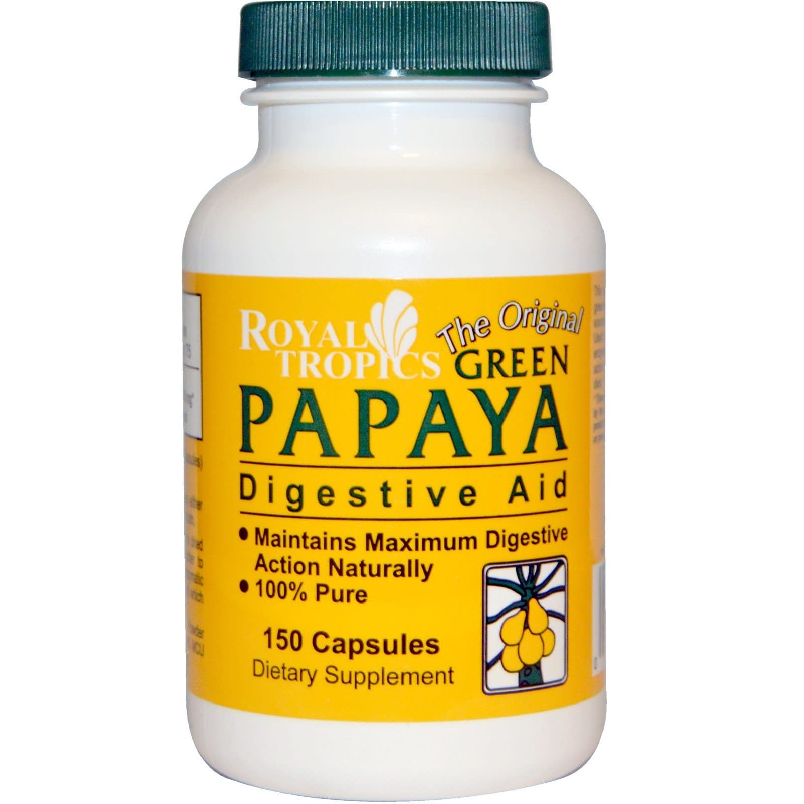 Royal Tropics Green Papaya Capsules - 75 Count Digestive Miracle