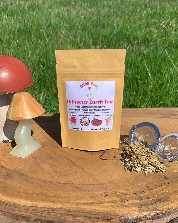 Indulgent Hibiscus Earth Herbal Tea with Mushroom Blend - 5 Servings for Good Times