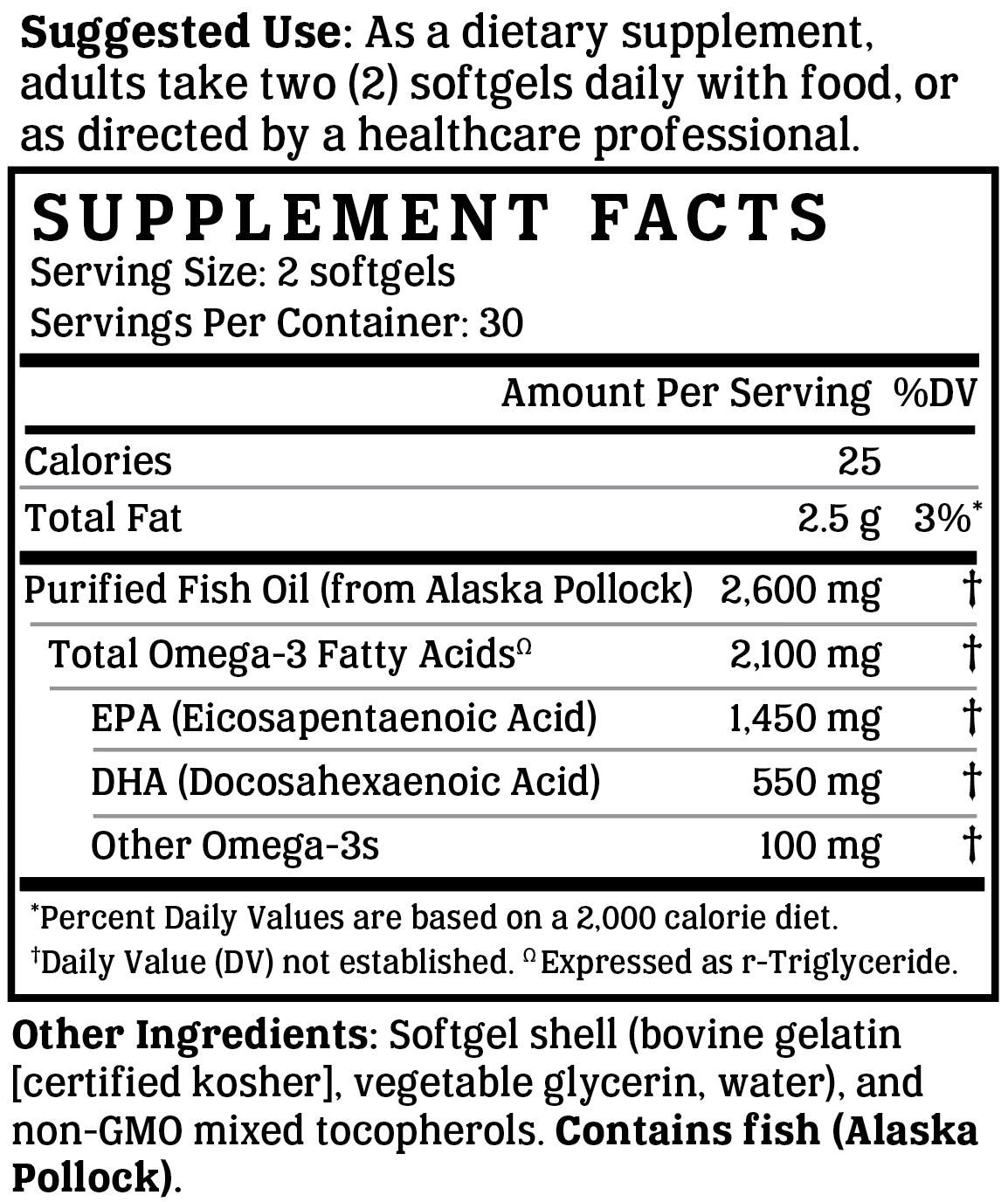 Nutrigold Triple Strength Omega - 3 Fish Oil - 60 Softgels