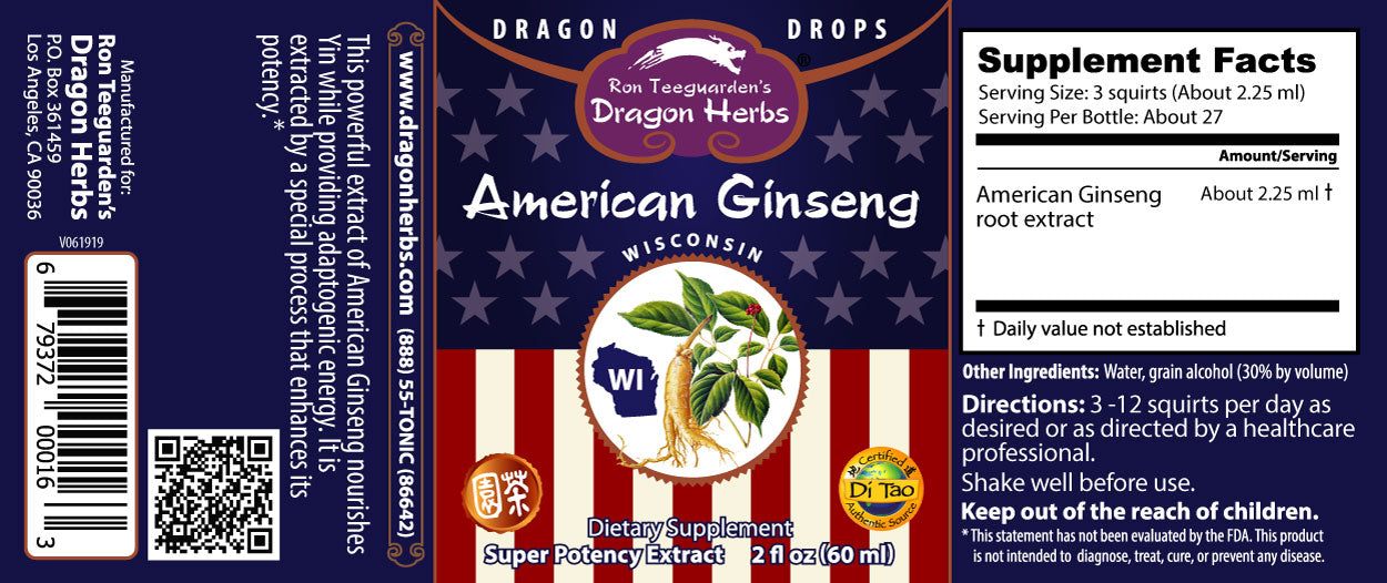 Dragon Herbs' Premium 2 oz American Ginseng Wisconsin Herbal Extract