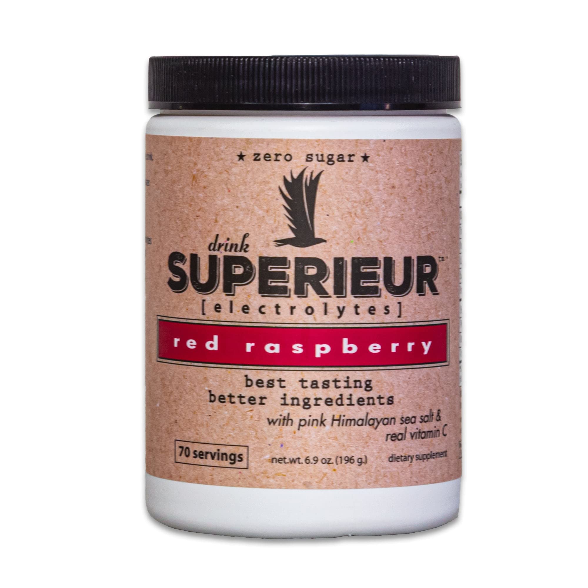 Red Raspberry Electrolyte Powder 6.9 oz - Premium Superieur Electrolytes with Pink Himalayan Salt & Real Vitamin C